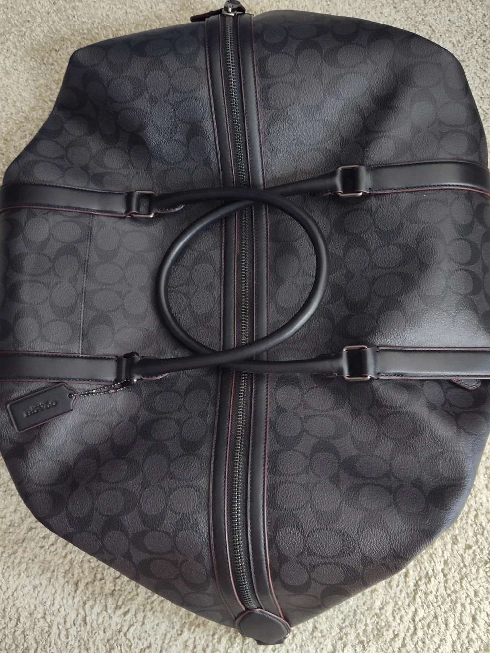 Coach Men's Signature Duffel Bag in Black/Black/Oxblood